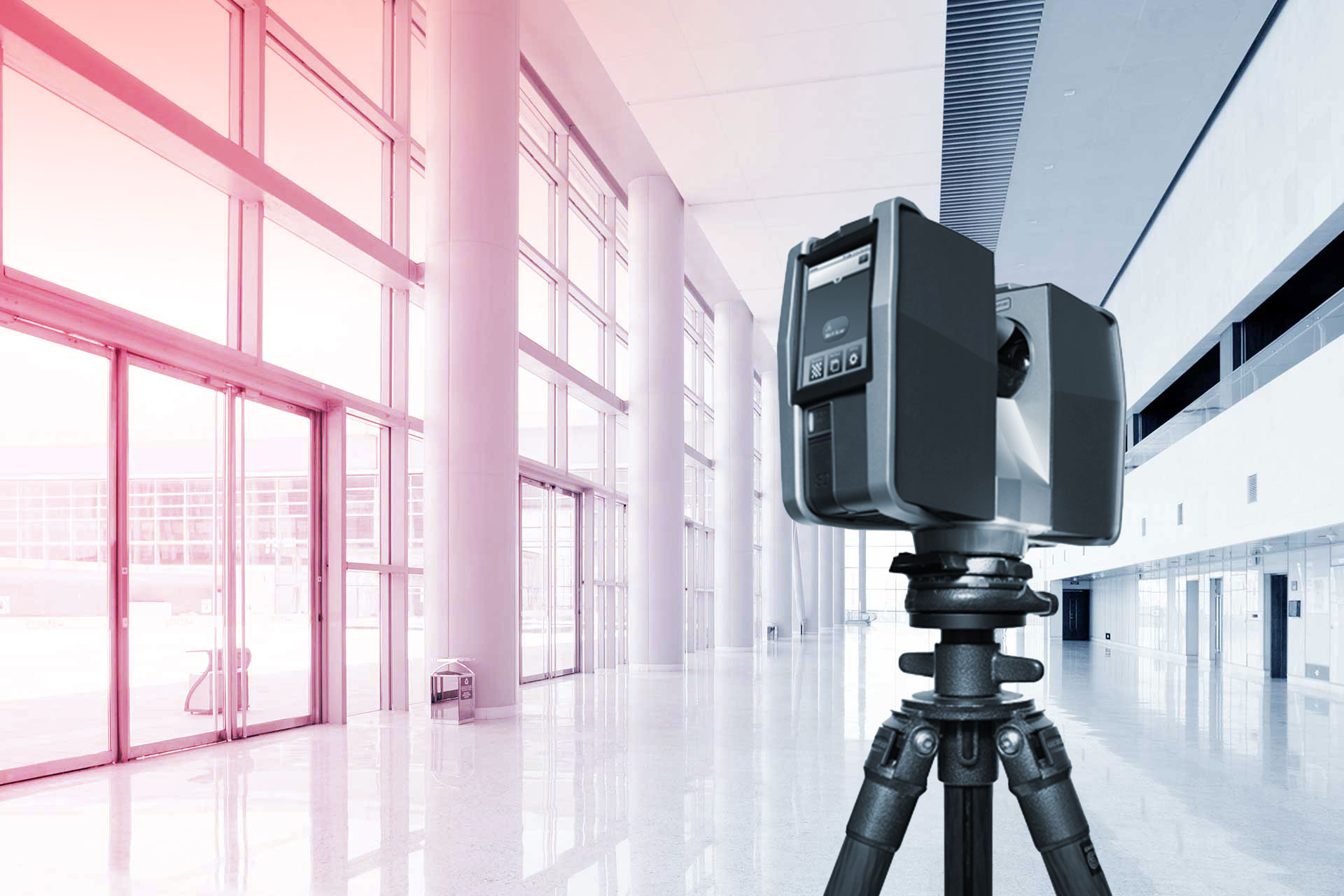 Stationary scanner in atrium