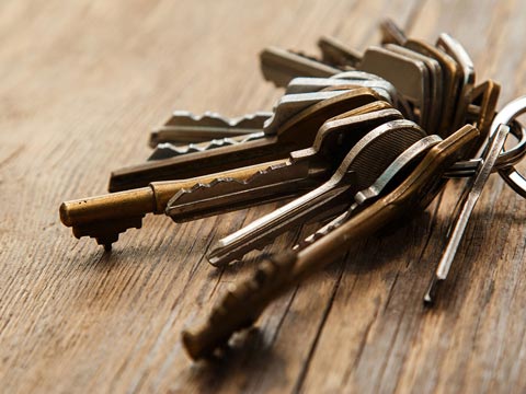 Door keys on a table