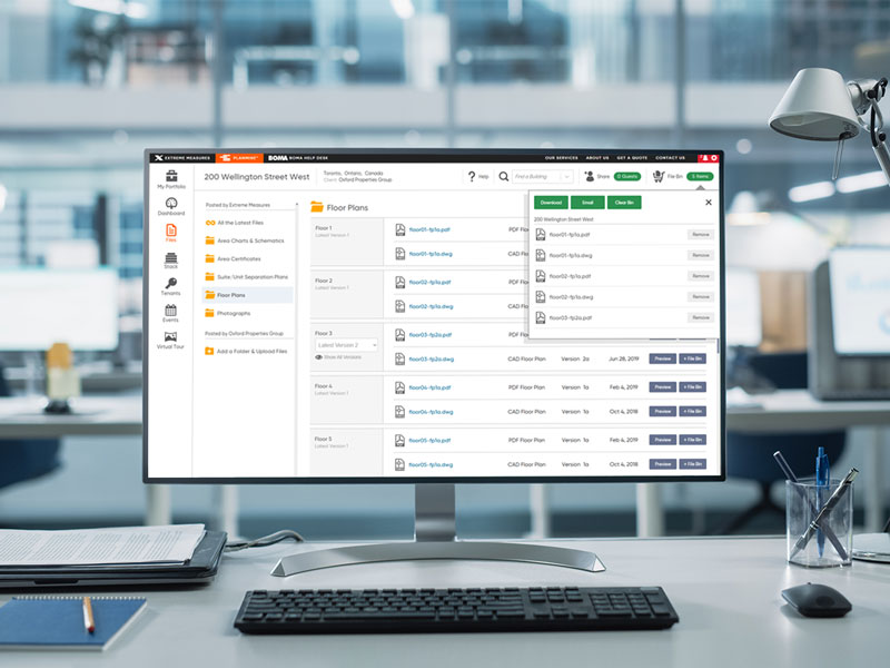Planmine files on a computer monitor